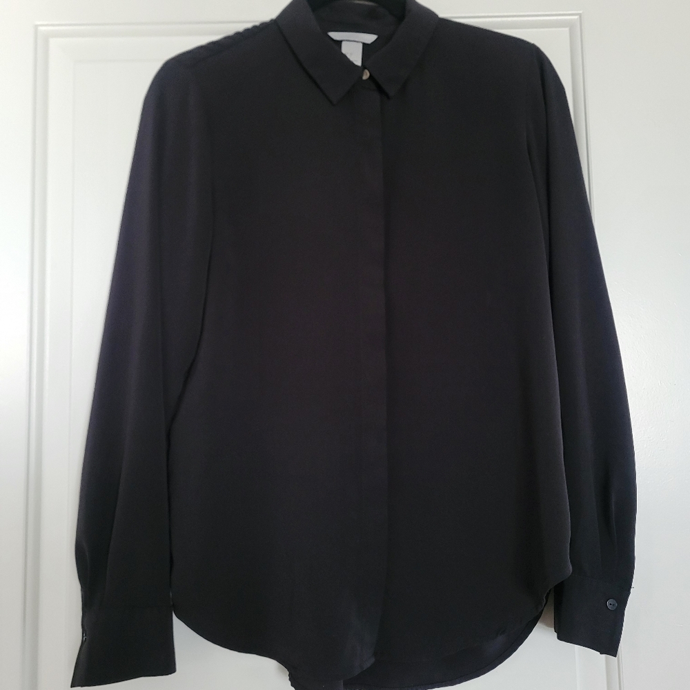H&M Black Button Down Shirt for Women